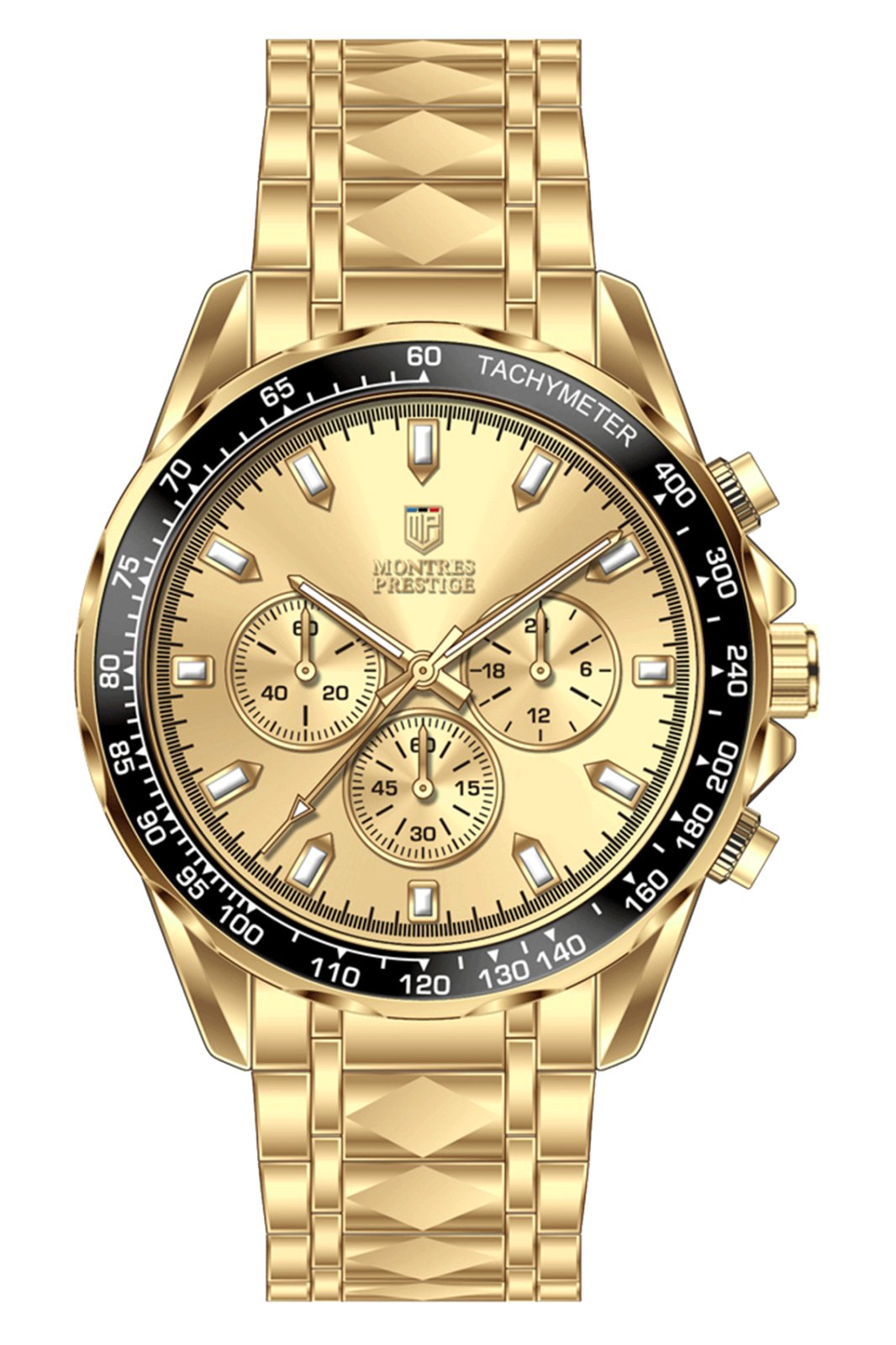 Montres Prestige Gold Tone Quartz Flame Fusion Mens Watch