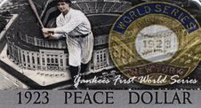 1923-D Denver Minted New York World Series $1 Peace Silver Dollar w/ Case