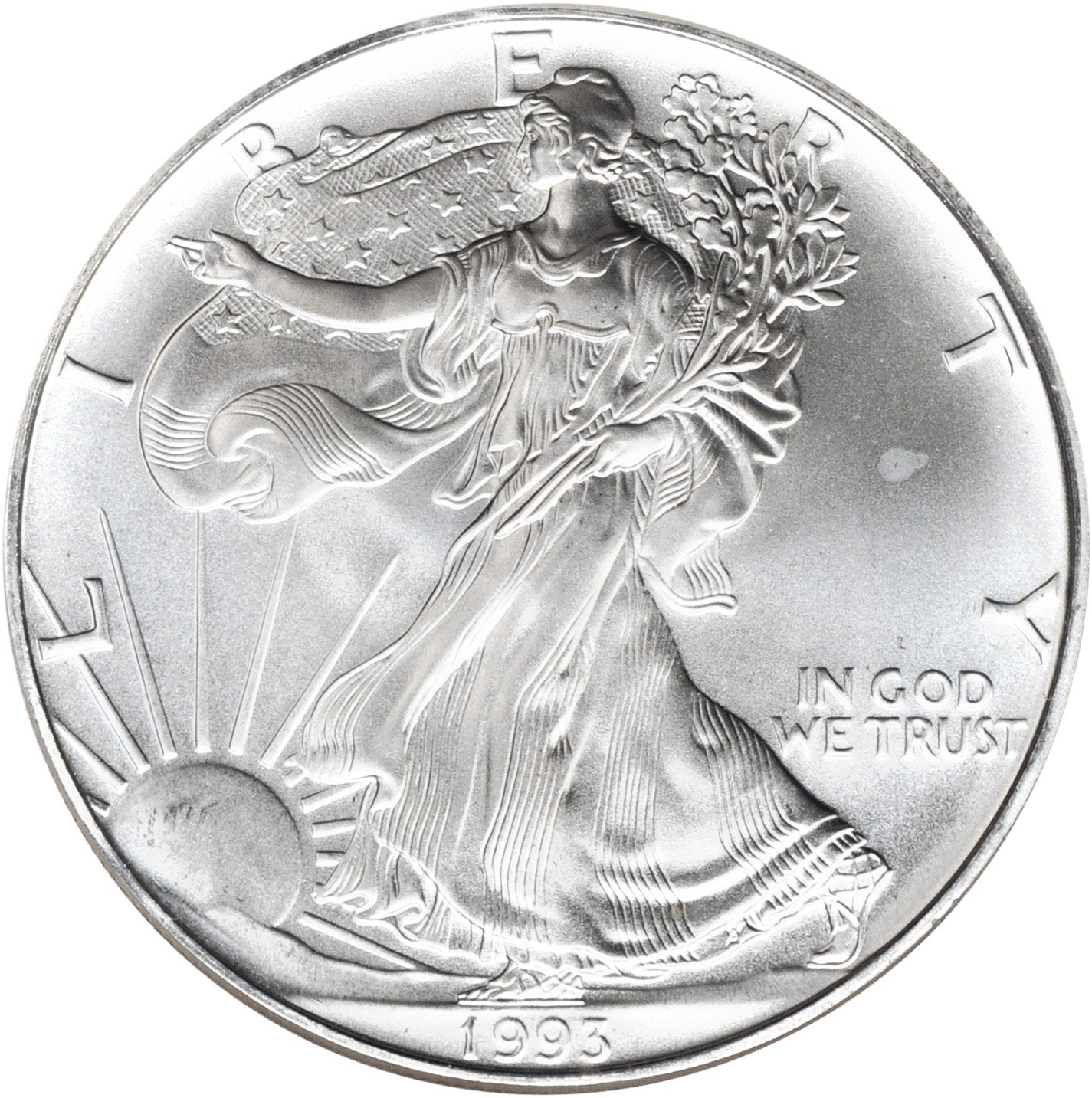 1993 World Trade Center Gem Mint $1 American Silver Eagle w/Case