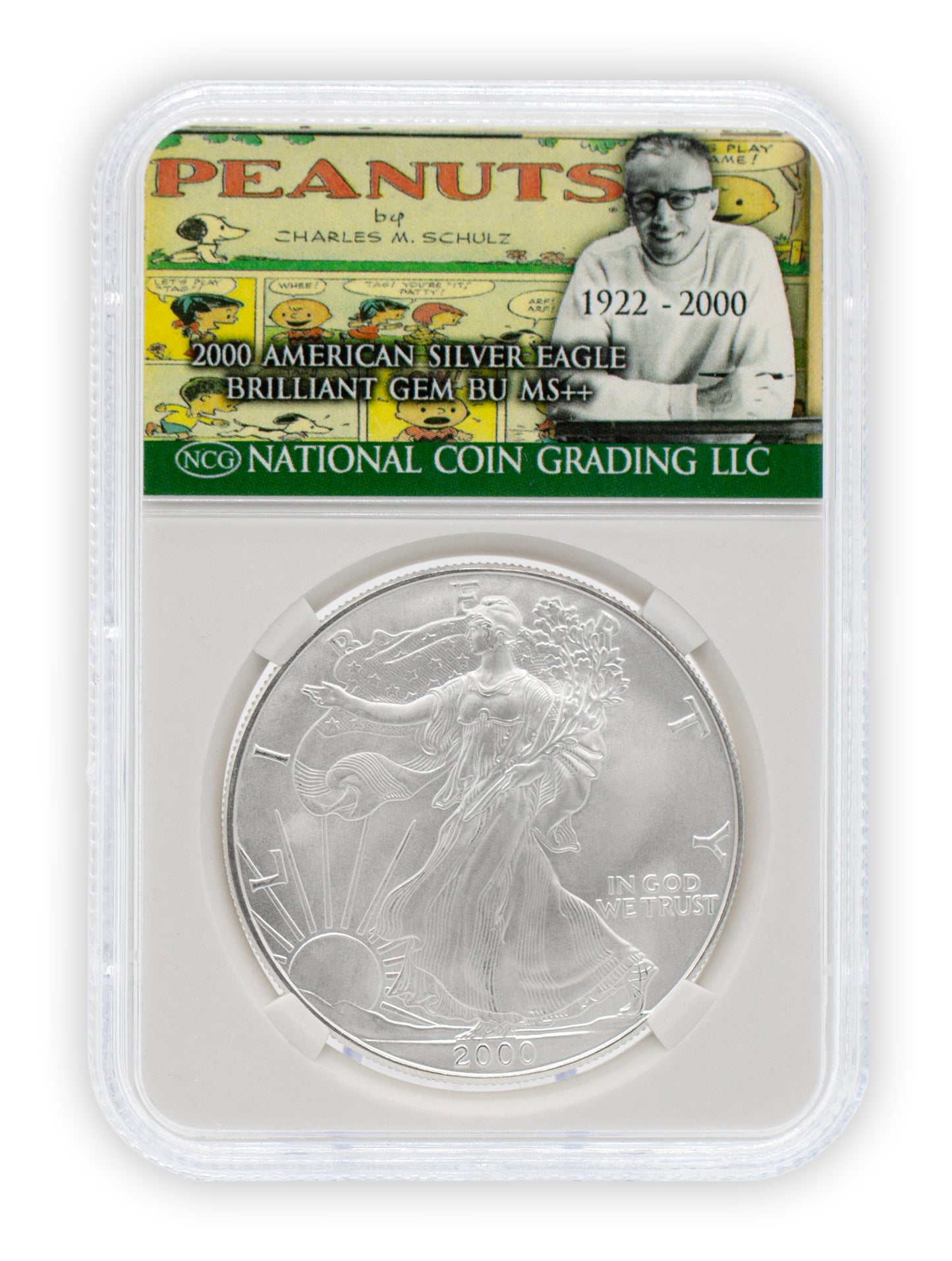2000 Charles Schulz $1 American Silver Eagle GEM BU