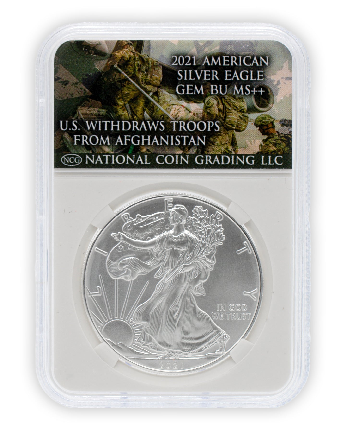 2021 U.S. Troops $1 American Silver Eagle GEM BU