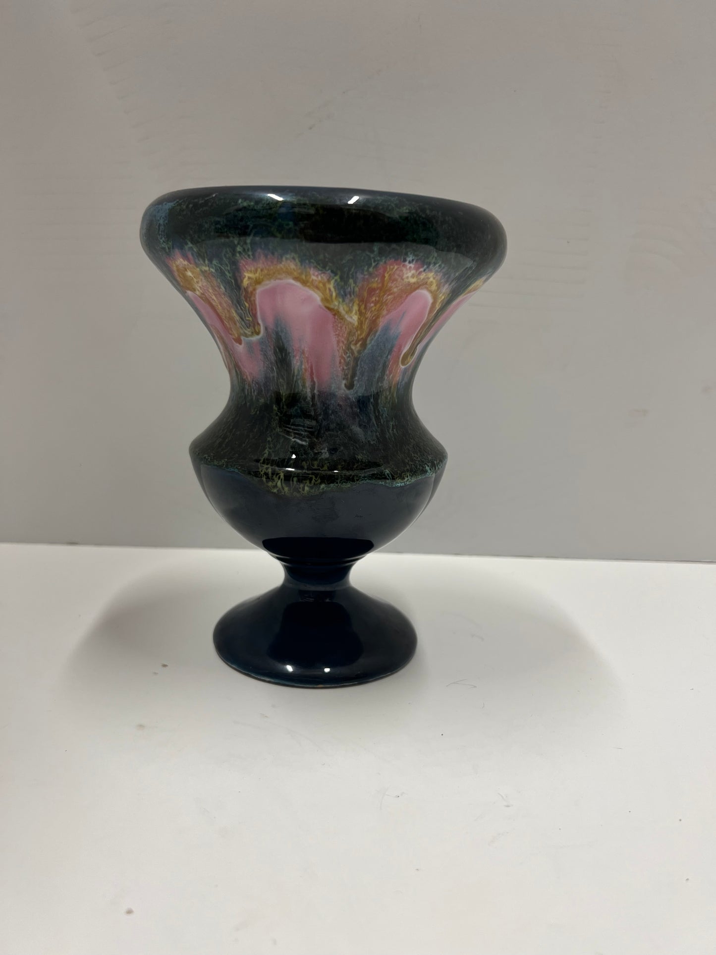 Vallauris Pink and Teal Dripping Vase