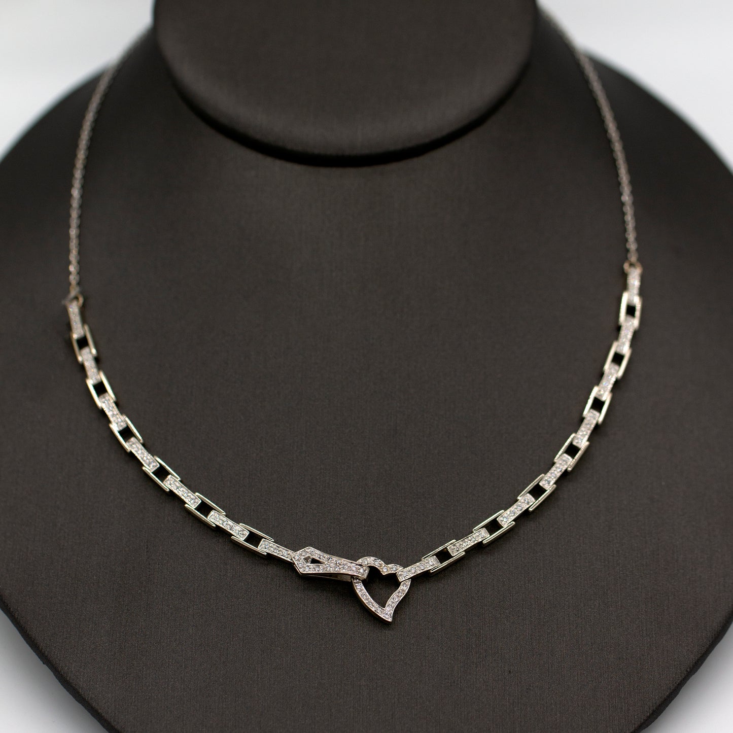 Estate 14KW Gold .50ctw Diamond Heart Necklace