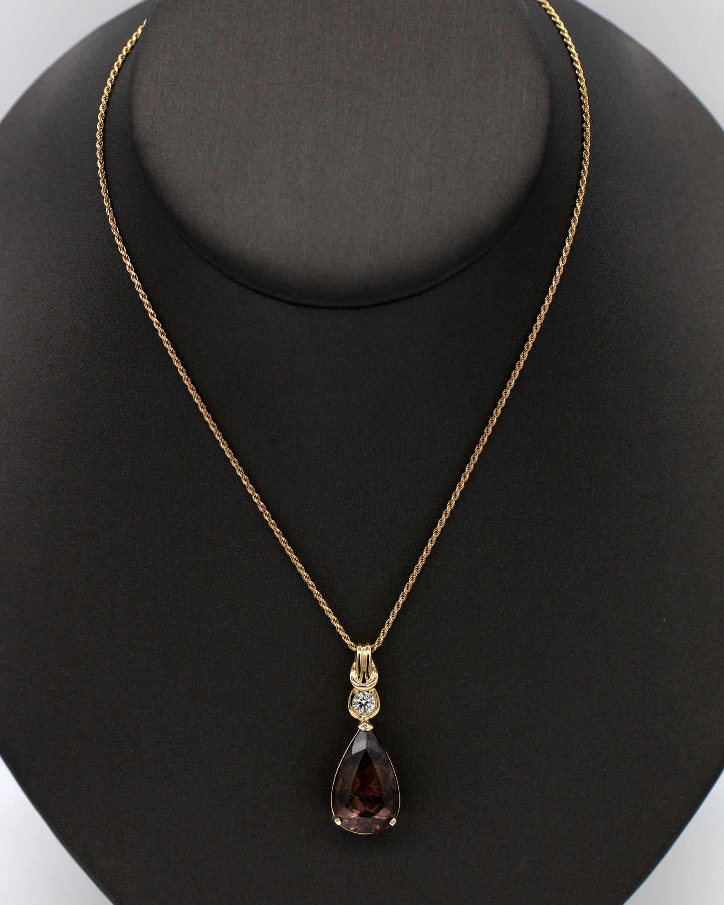 14KY Gold 11.44ct Tourmaline & .44ct Diamond Rope Link Necklace