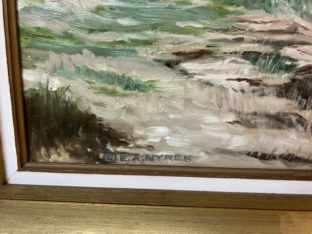 E.A. Nyren  Landscape With Canal Oil Masonite Painting