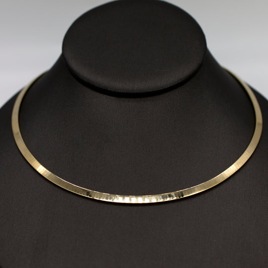 14K Yellow SOLID GOLD ITALIAN 4mm Omega Link Necklace