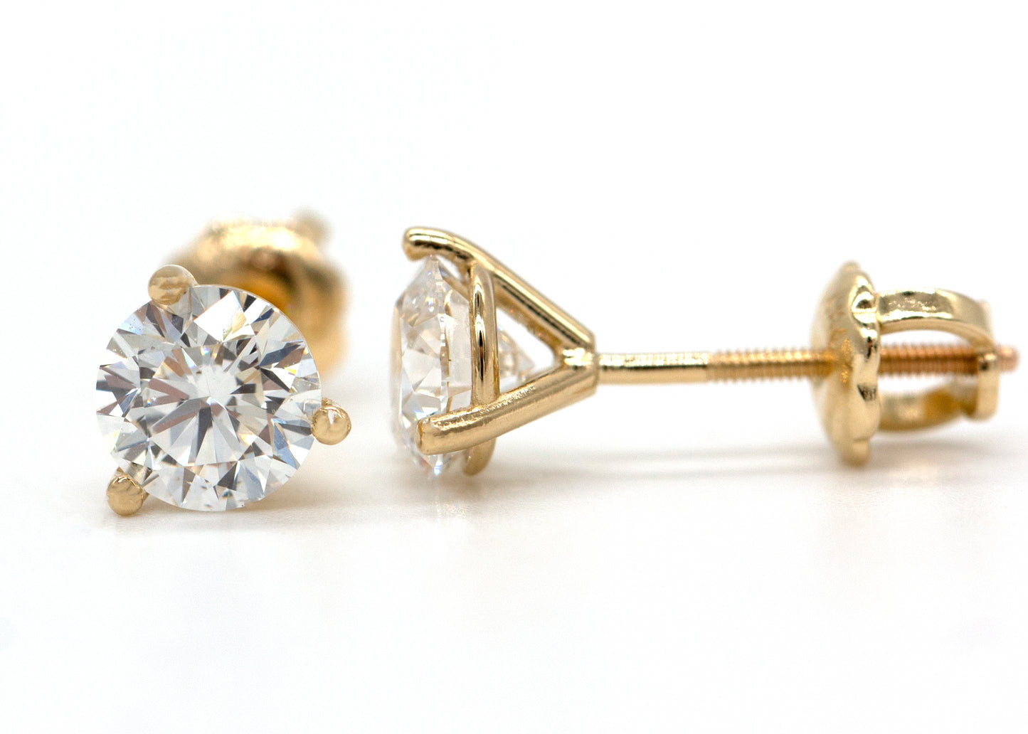 14K Yellow Gold 1.00ctw LG VS G Diamond Martini Stud Earrings