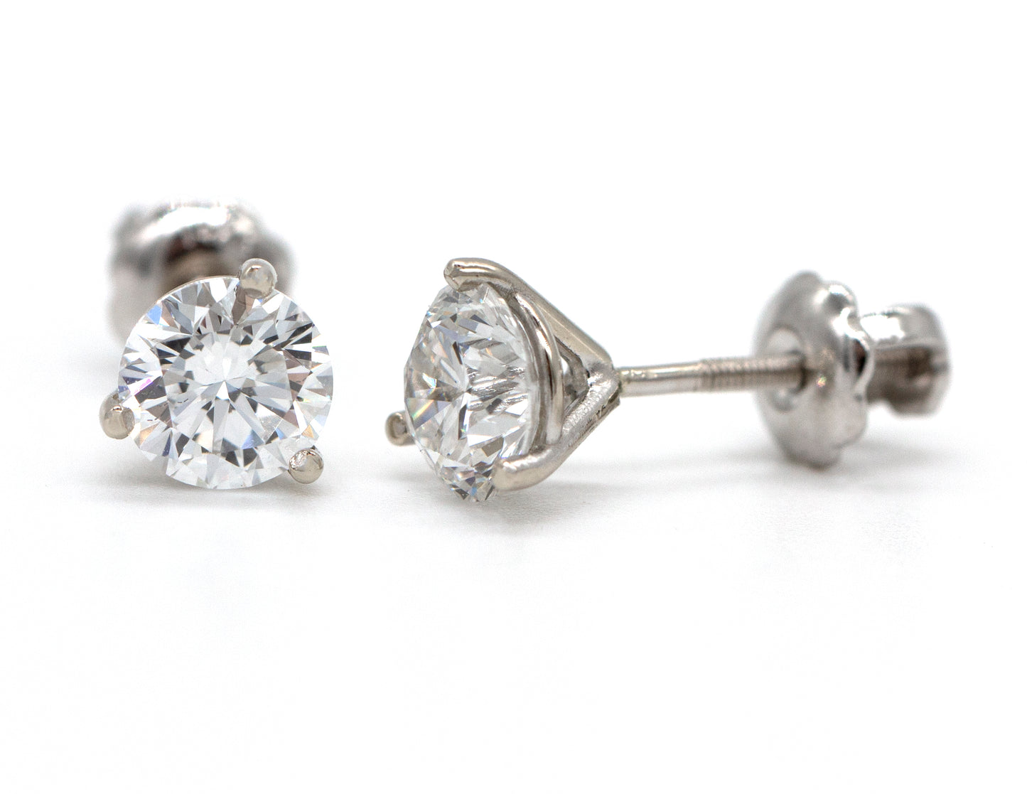 14K White Gold 1.00ctw LG VS G Diamond Martini Stud Earrings