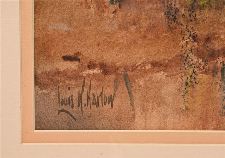 Artist Signed Louis Kinney Harlow Watercolor Painting