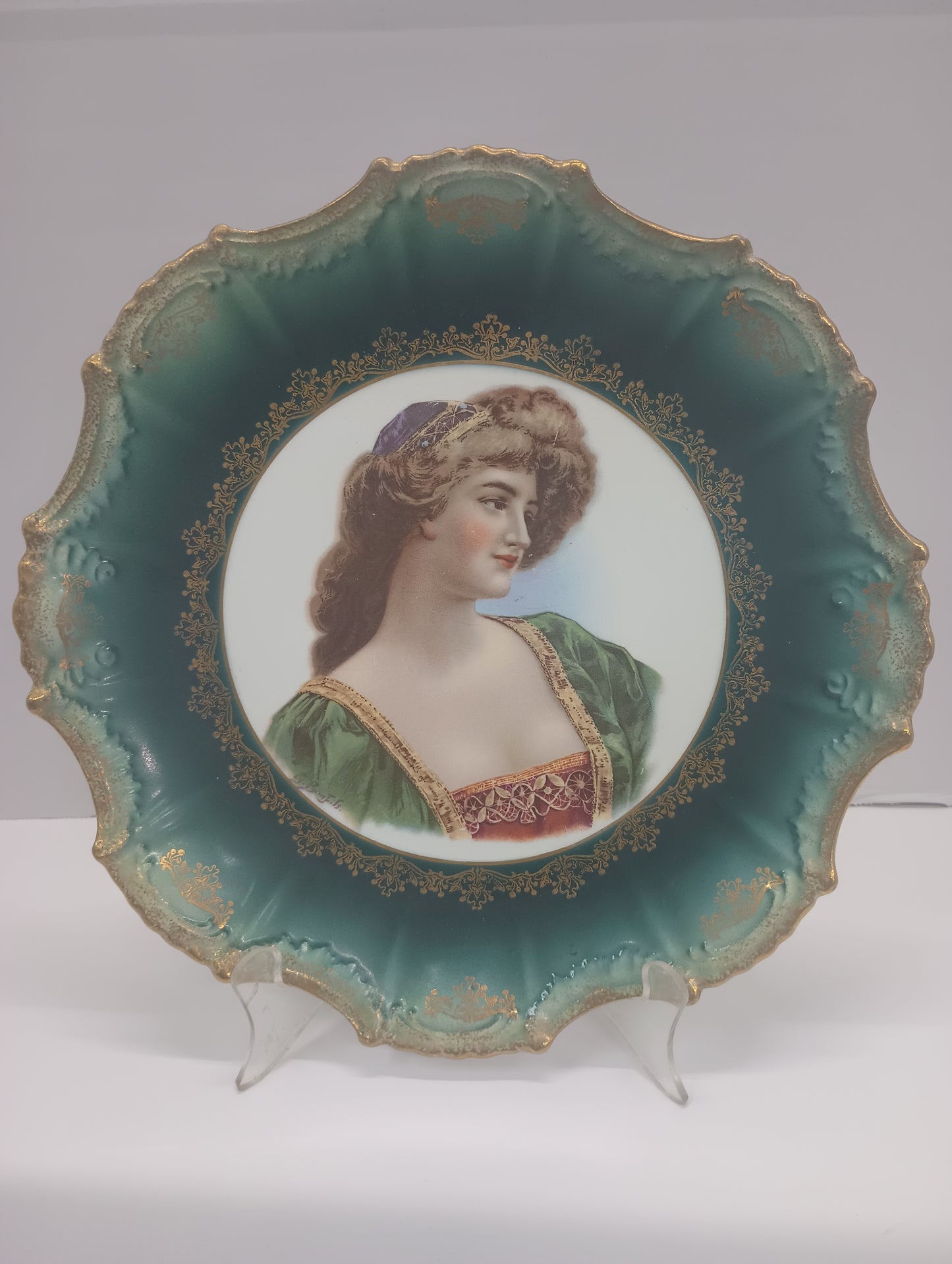 c. Late 1800s Royal Vienna Porcelain Portrait Plate signed G. Bonfils