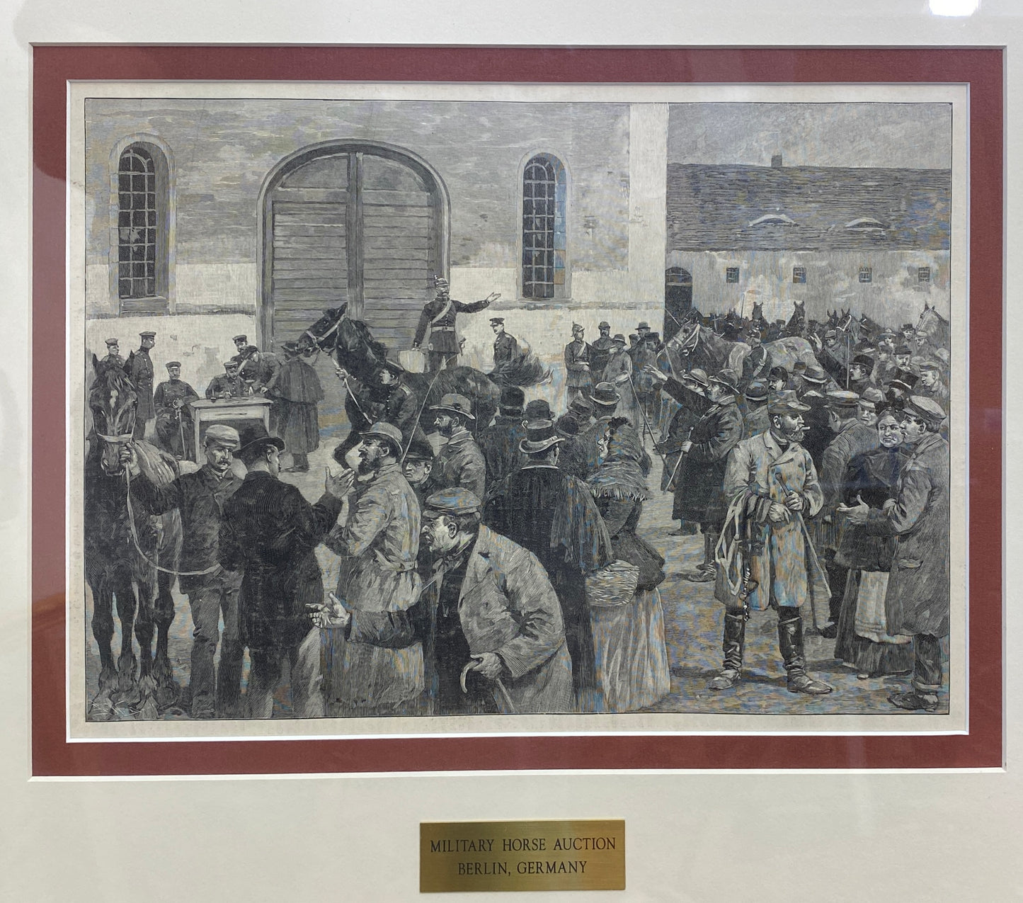 Military Horse Auction Berlin, Germany Etching