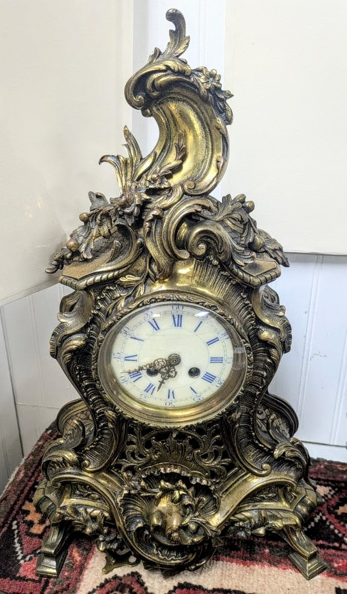 19th Century Japy Freres Rococo Style Gilt Bronze Mantel Clock