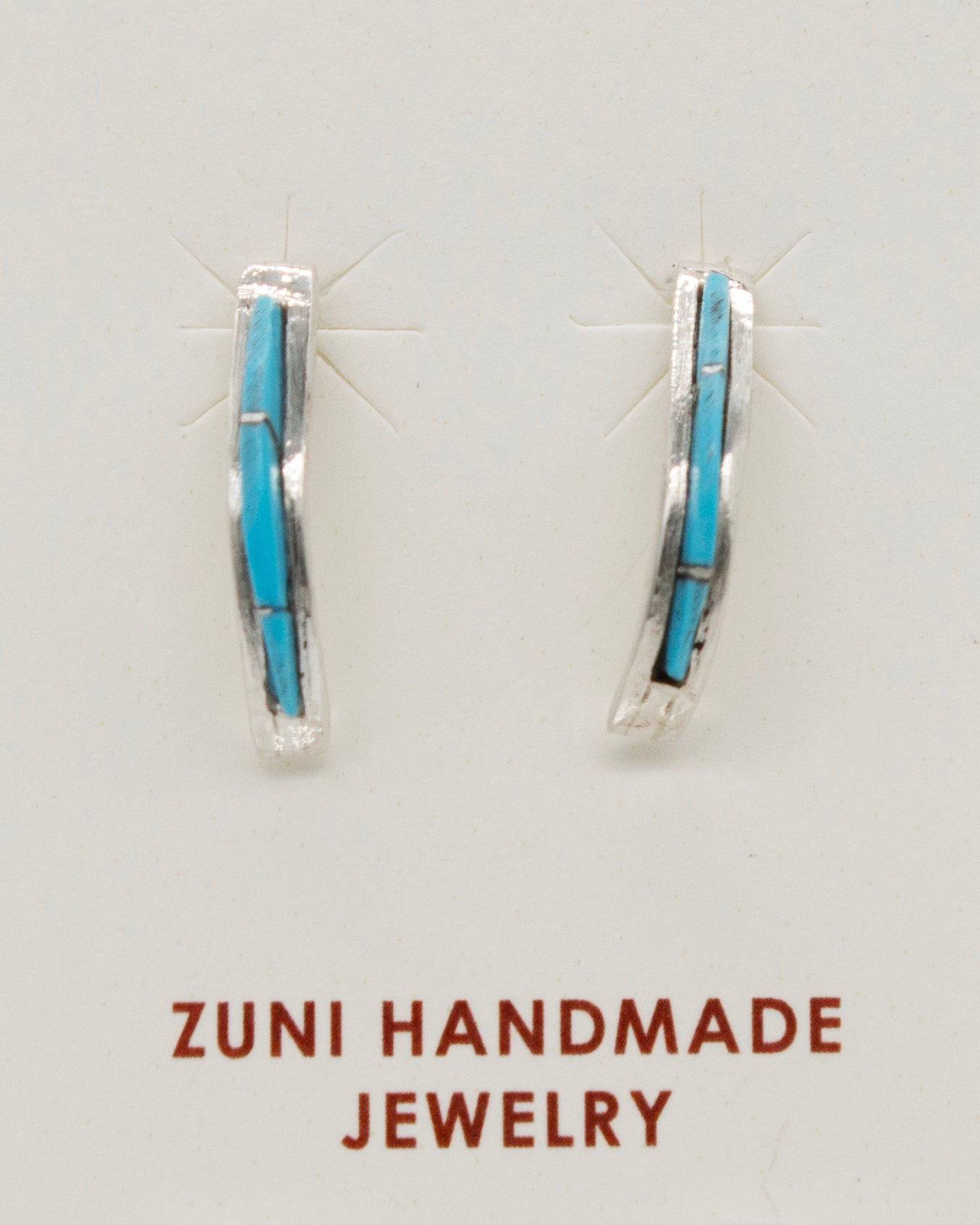 Vintage Ssilver Zuni Turquoise J Hoop Earrings