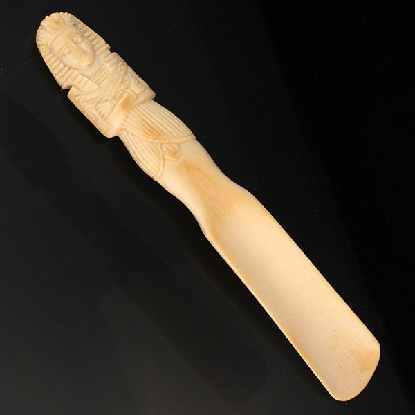 Vintage Carved Pre Ban Ivory King Tut Shoe Horn Egyptian Revival