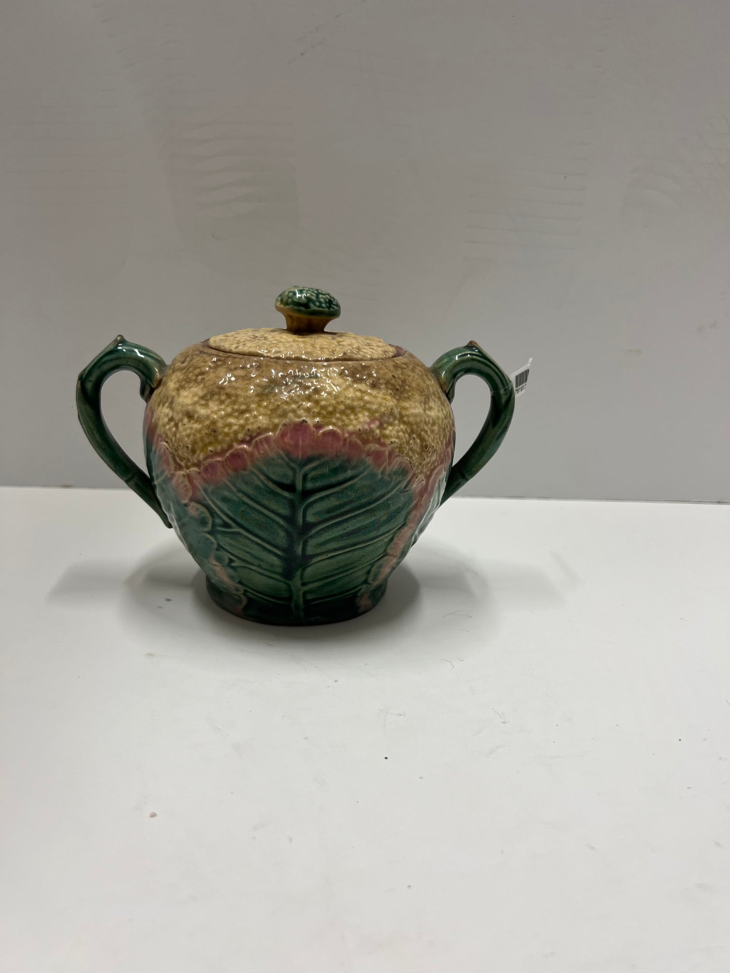 Majolica Cauliflower Sugar Bowl by G,S,&H