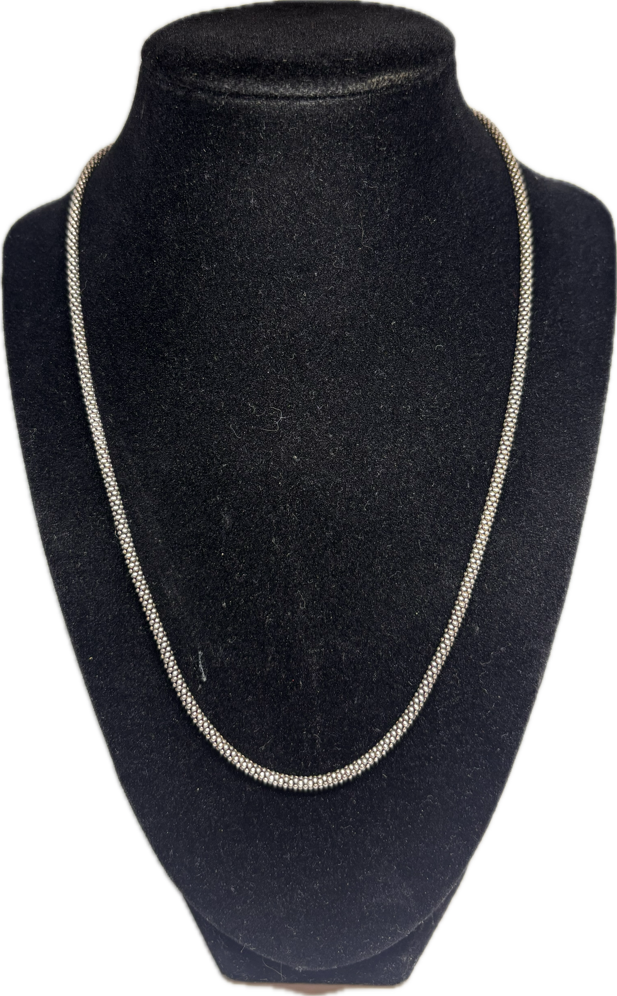20" Sterling Silver Popcorn Chain Necklace - Unique Beaded Design