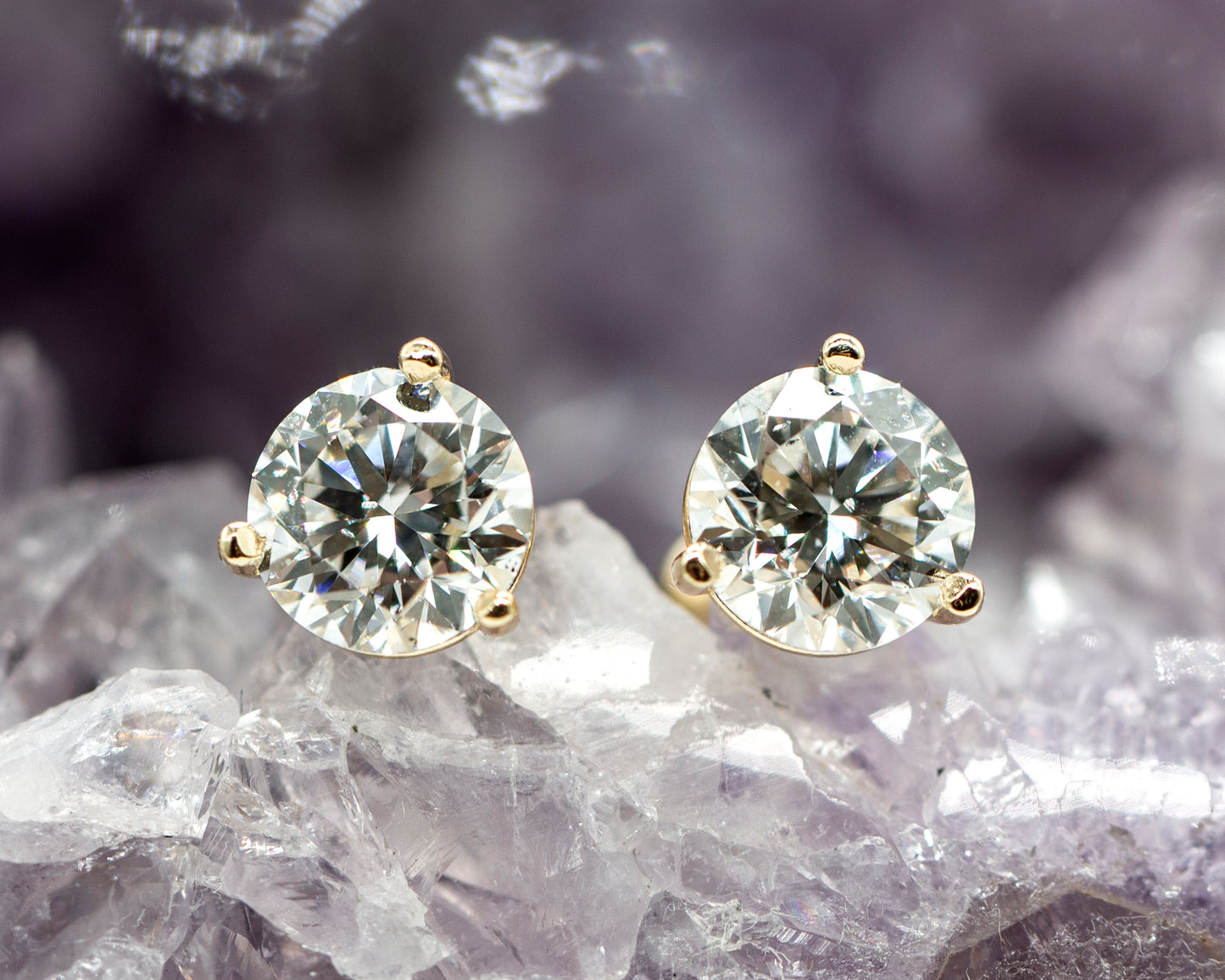 14K Yellow Gold 1.00ctw LG VS G Diamond Martini Stud Earrings