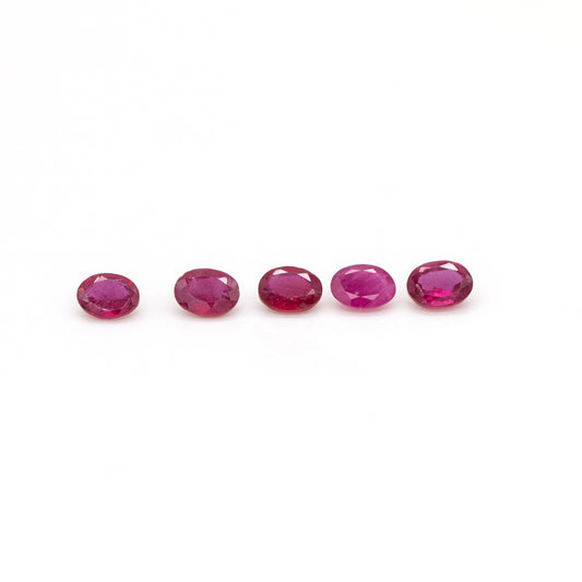 AVG 1.00+ctw NATURAL Ruby Oval 5x4mm 5 Stone Parcel