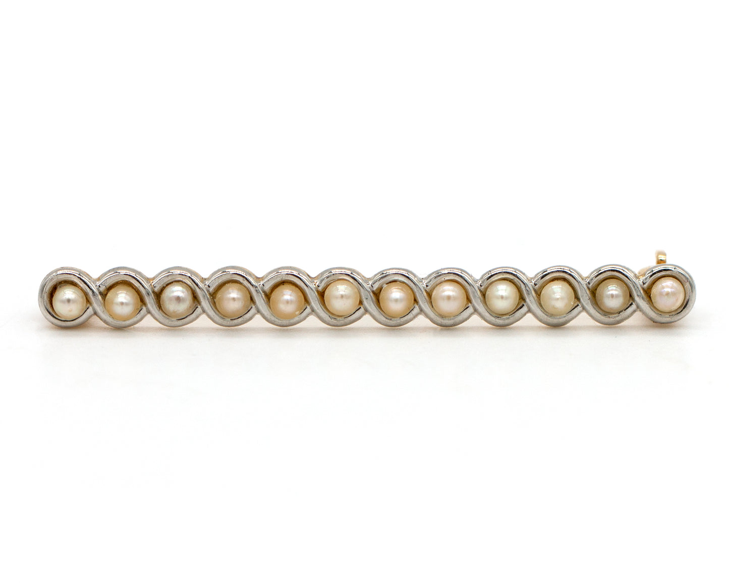14KY Gold 2mm Baby Pearls Two-Tone Pin/Brooch