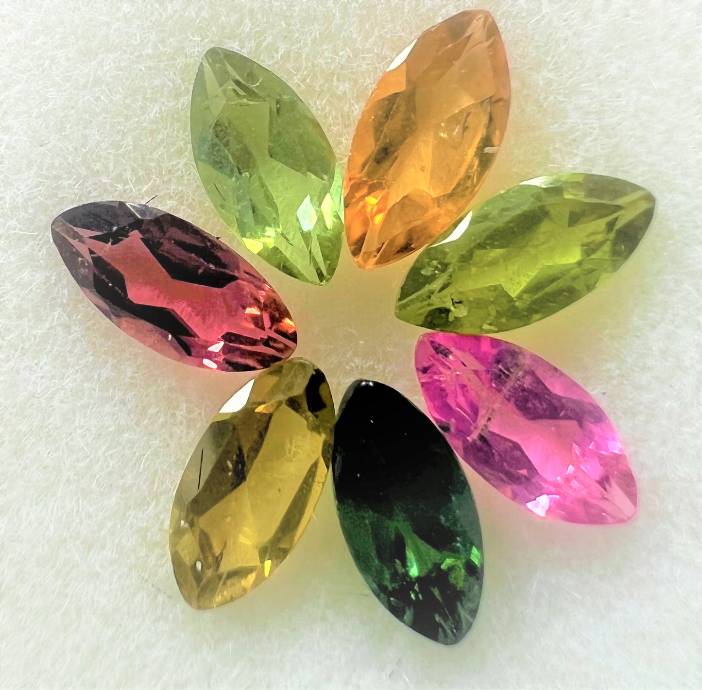 1ctw Jewel Tone Tourmaline Marquis Loose Parcel 7 Stones 5x2.5mm