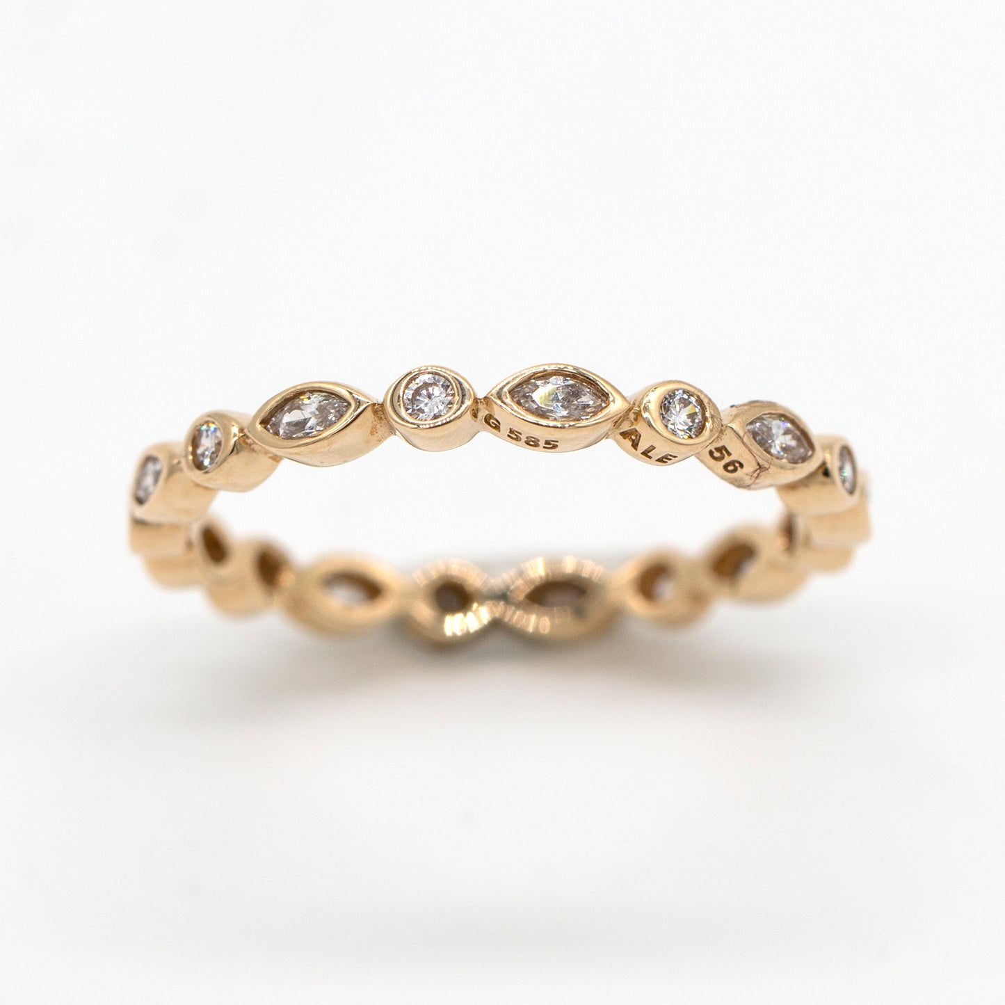 14KY .75ct Diamondique Rd/Mq Alternating Eternity Band Style Ring