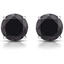 SSilver 10ctw Black Moissanite Solitaire Basket Set Stud Earrings