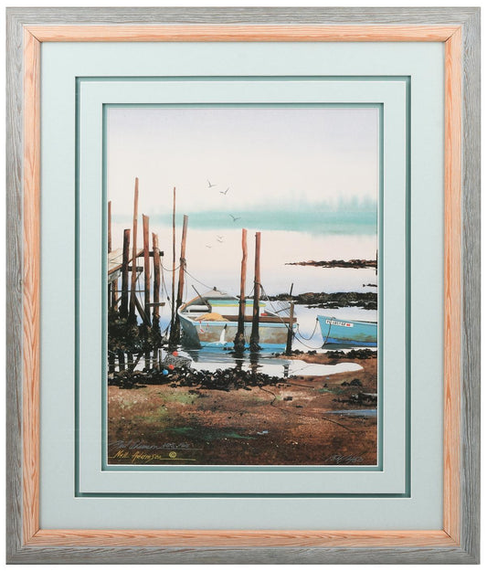 Neil Adamson Signed Low Tide Scene at The Docks Lithograph