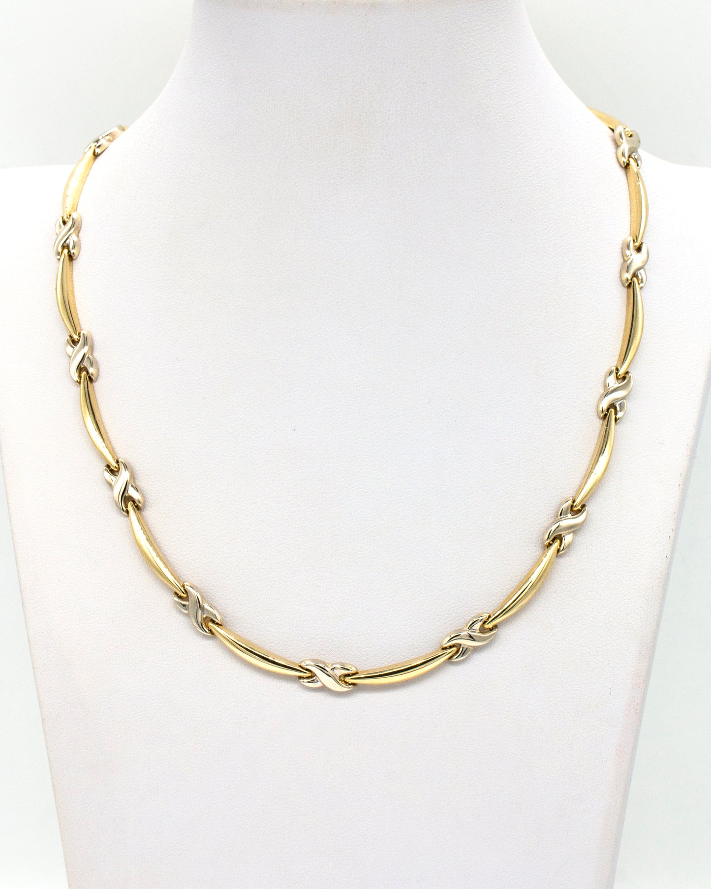 14KT Estate X Fancy Bar Link Necklace 15+gr