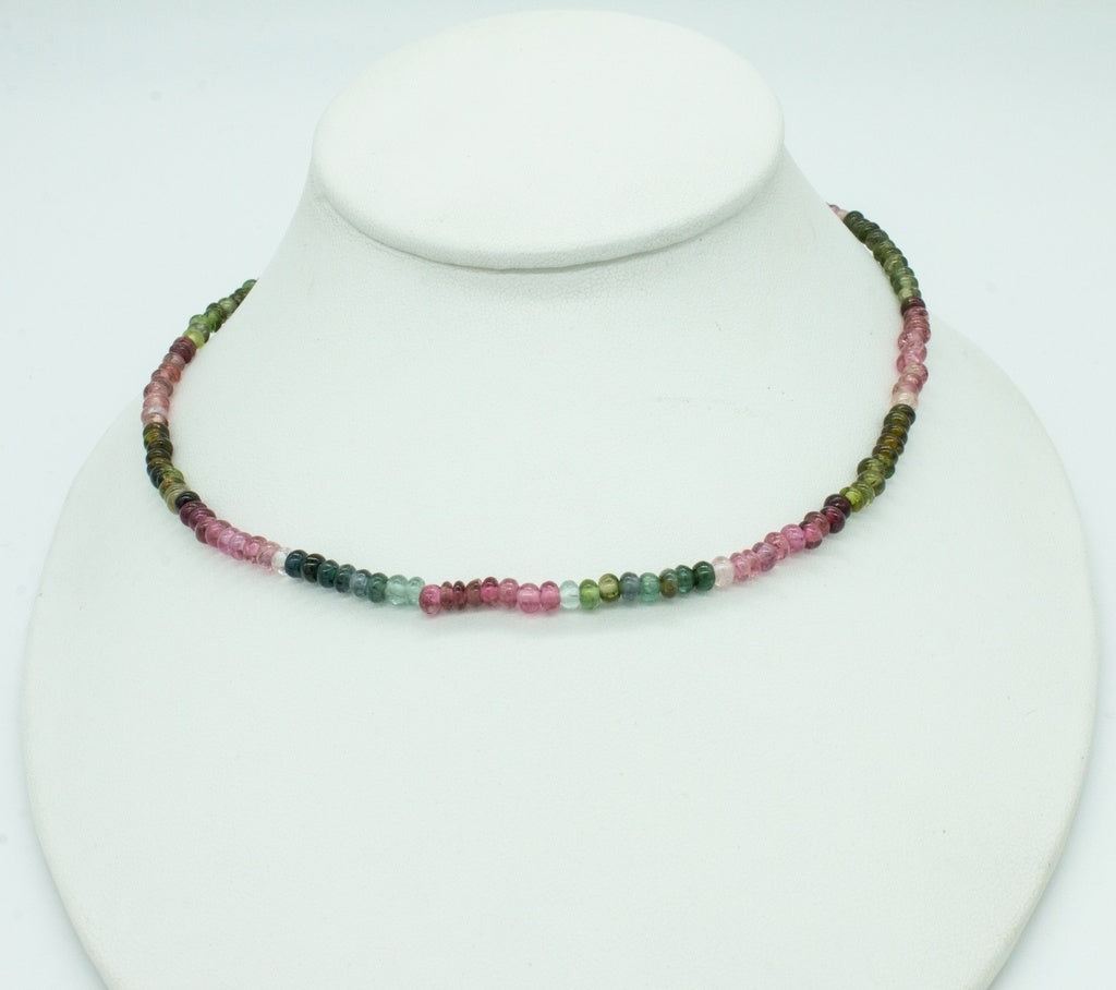58ctw Brazilian Multi-Tourmaline Rondell Bead Necklace 16inch