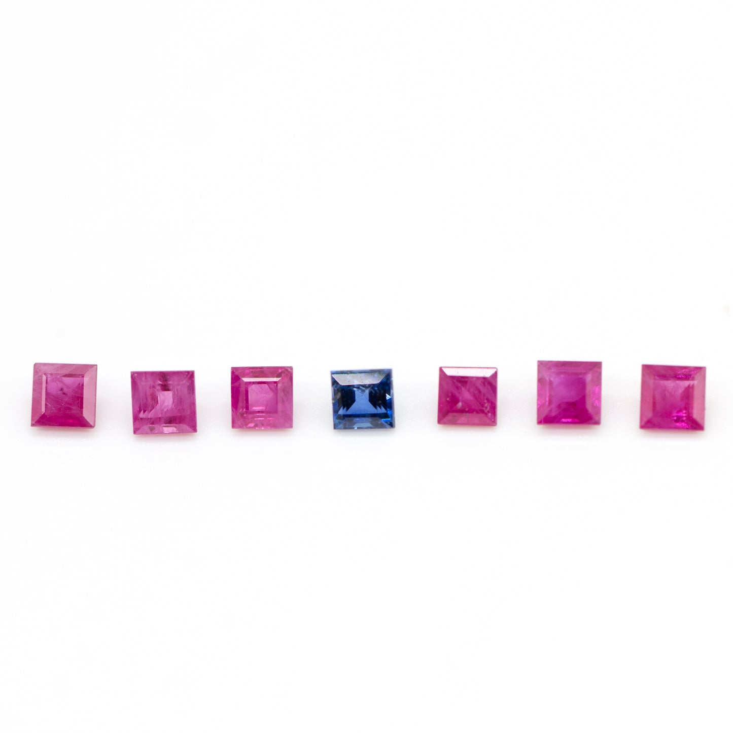 1.25ctw NATURAL Ruby Princess .20ct Blue Sapphire Princess Loose Parcel