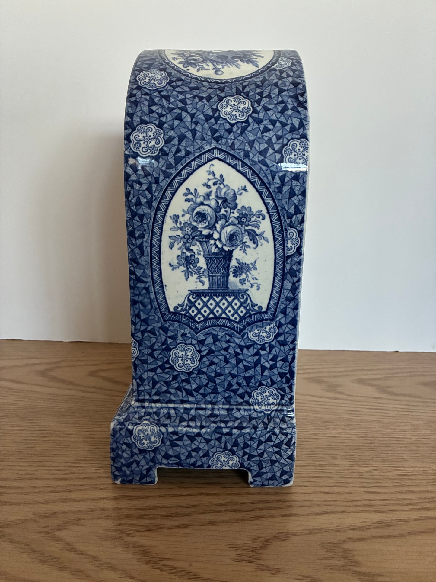 Vintage 19th Century Blue/White Faience/Delft Style Mantel Clock