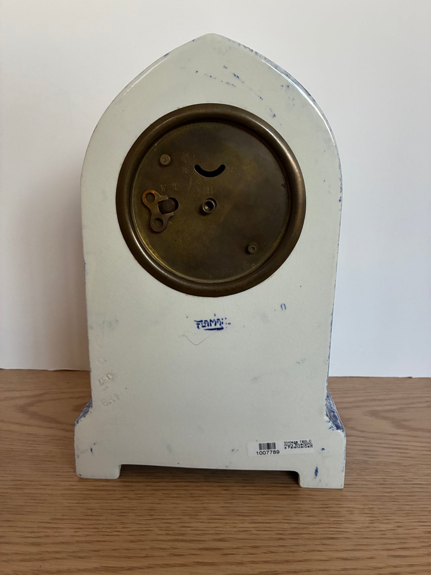 Vintage 19th Century Blue/White Faience/Delft Style Mantel Clock