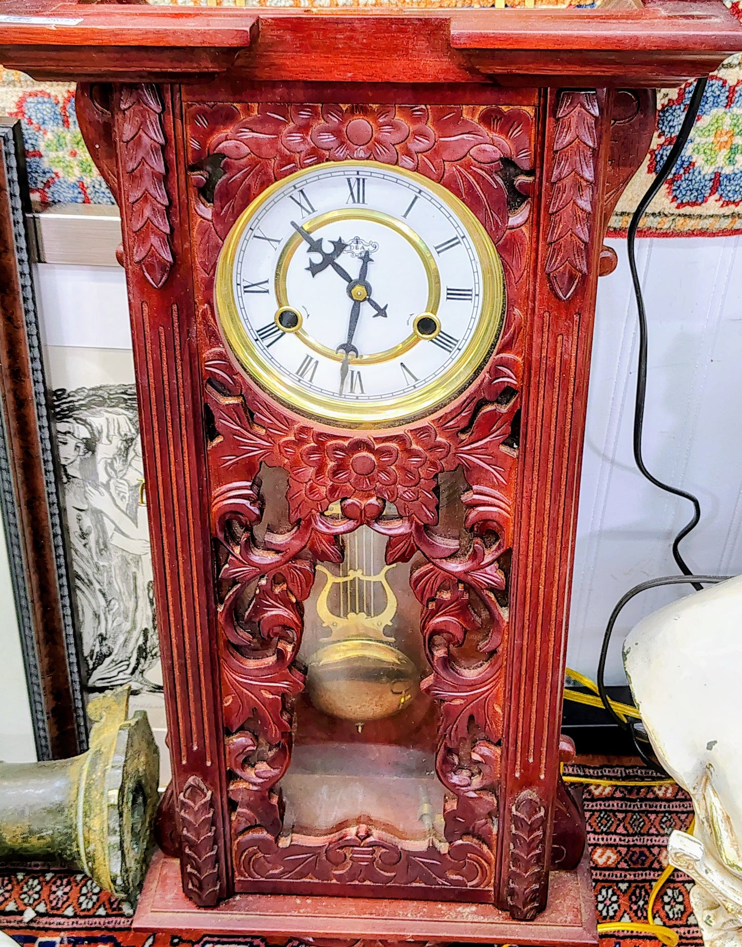 Estate 2002 D&A (DeLong & Associates) Traditional Carved Wooden Wall Clock