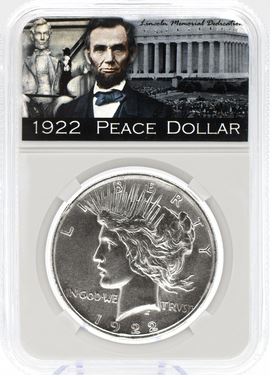 1922-P Philadelphia Lincoln Memorial $1 Peace Silver Dollar w/ Case