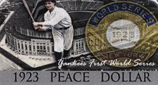 1923-S San Francisco Minted New York World Series $1 Peace Silver Dollar w/ Case