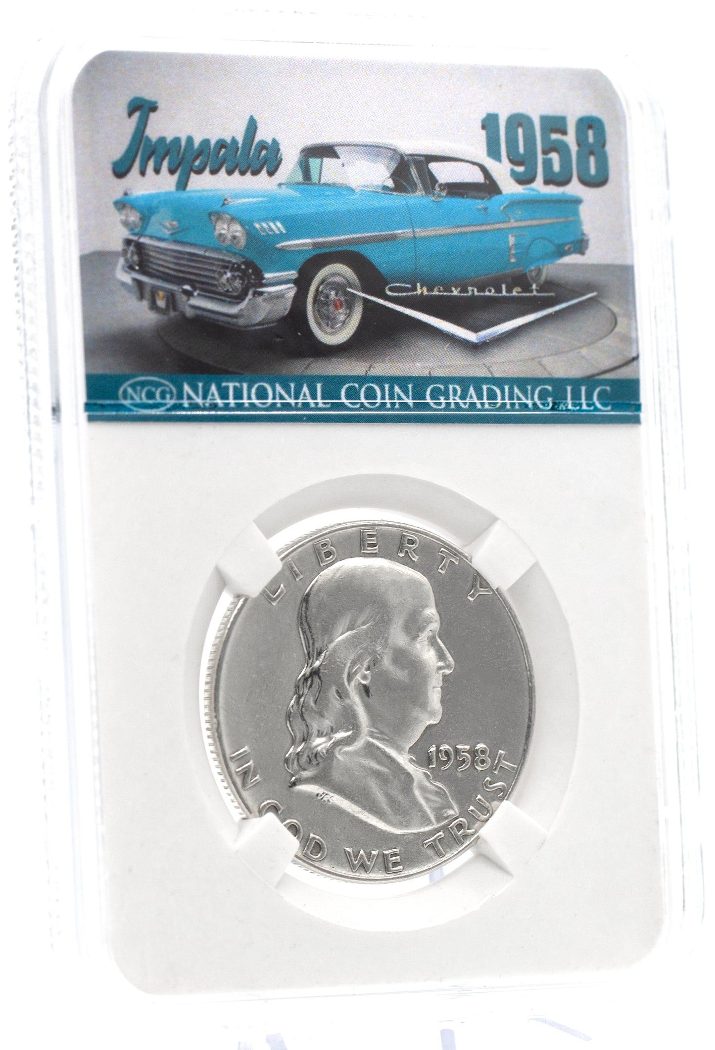 AAC EXCLUSIVE 1958 Franklin Half Dollar Chevrolet Impala Coin w/ Case