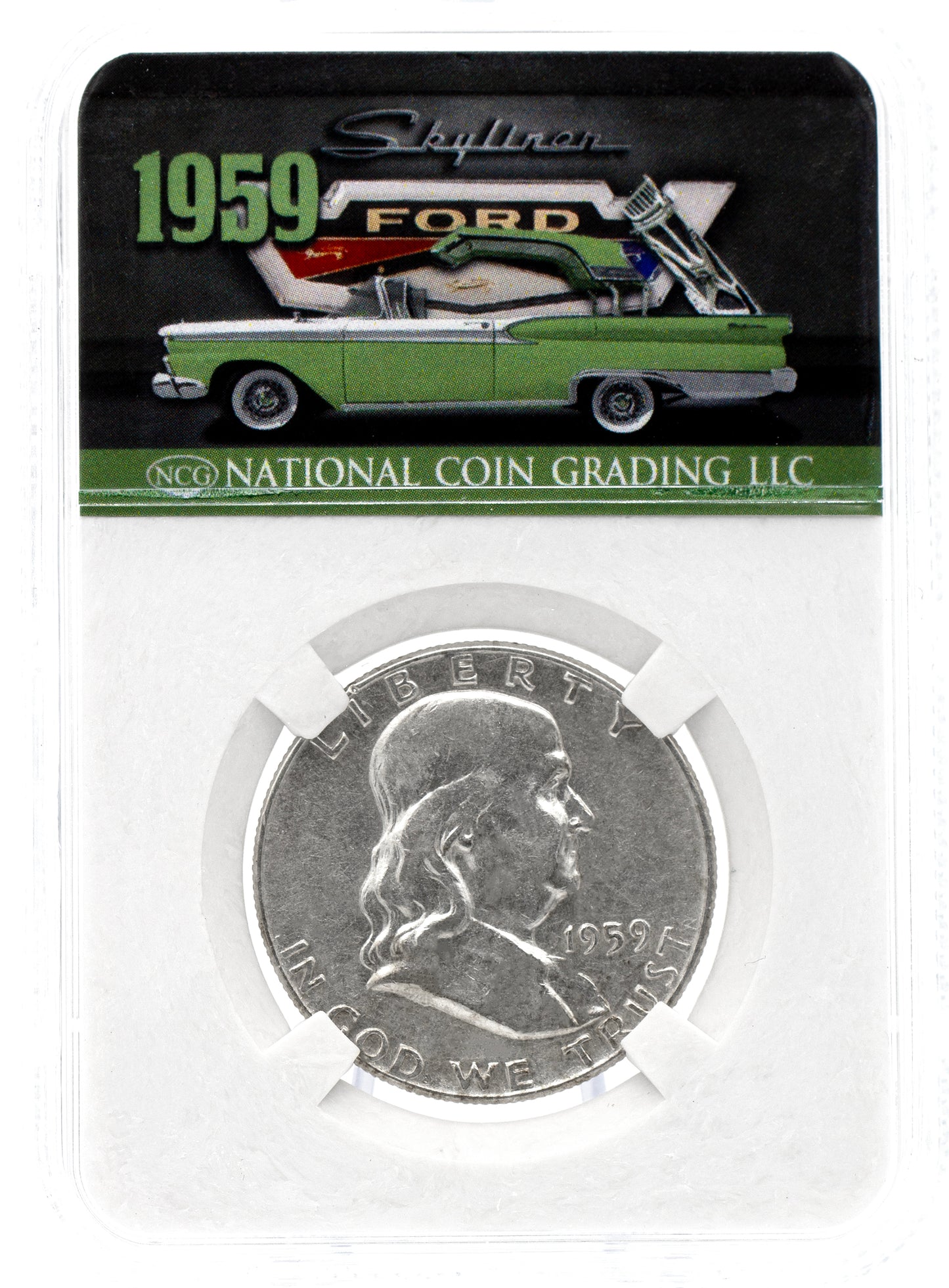 AAC EXCLUSIVE 1959 Franklin Half Dollar Ford Fairlane 500 Skyliner Coin w/ Case