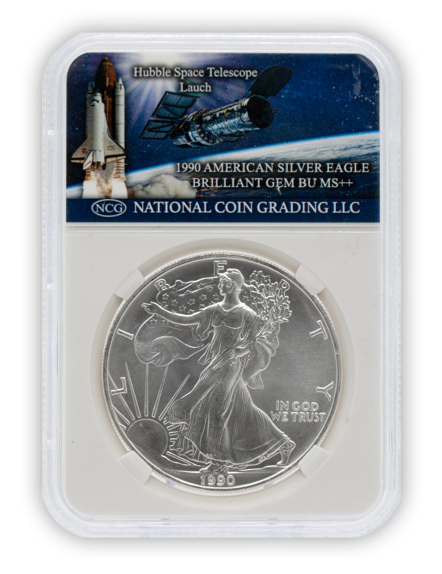 1990 Hubble Space Telescope $1 American Silver Eagle GEM BU