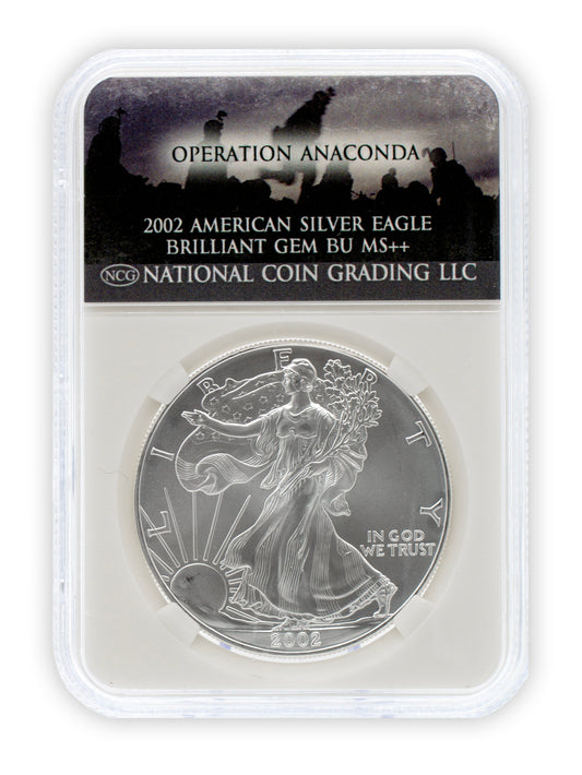 2002 Operation Anaconda $1 American Silver Eagle GEM BU