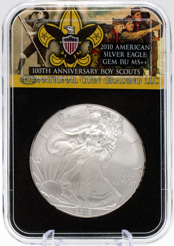 2010 Boy Scouts 100th Ann. $1 American Silver Eagle GEM BU