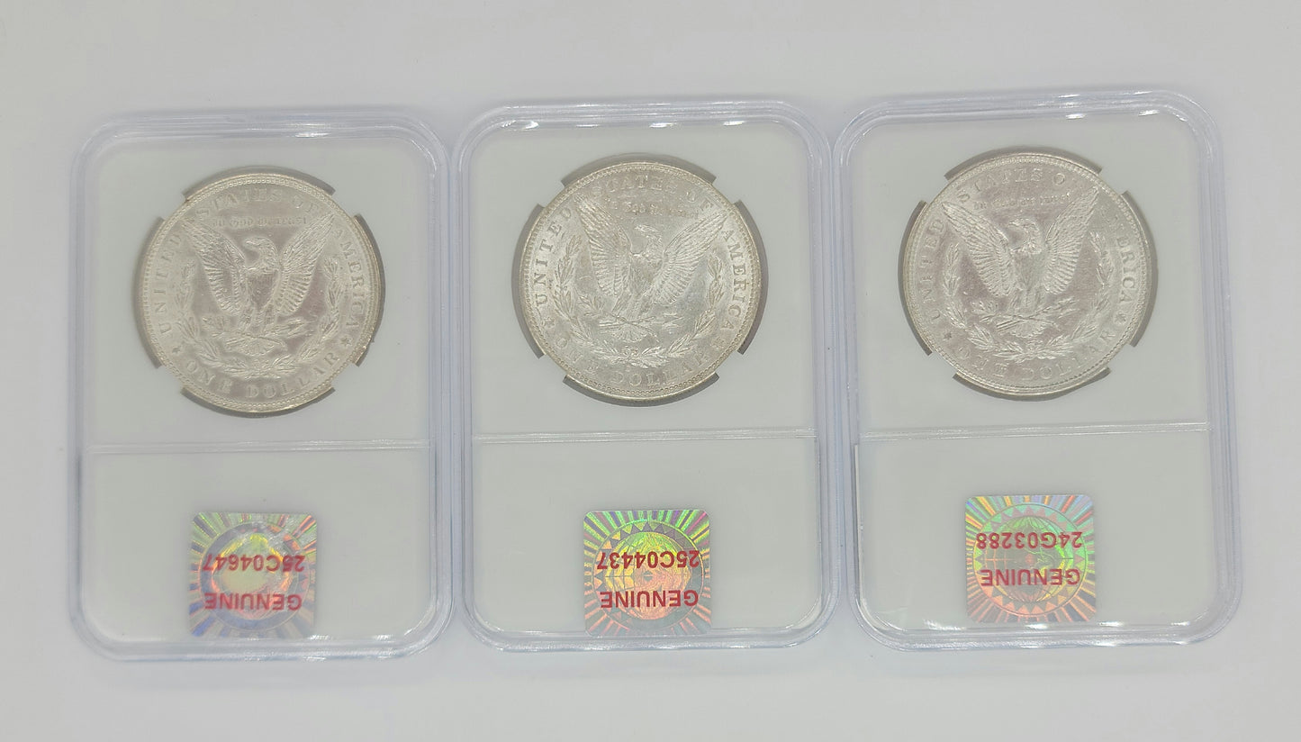 3pcs 1879-1889-1896 Three Decades Morgan Silver Dollar Set