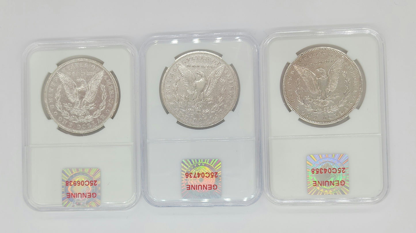 3PC 1881/82/83 $1 Morgan Silver Dollar Mixed Mint Set