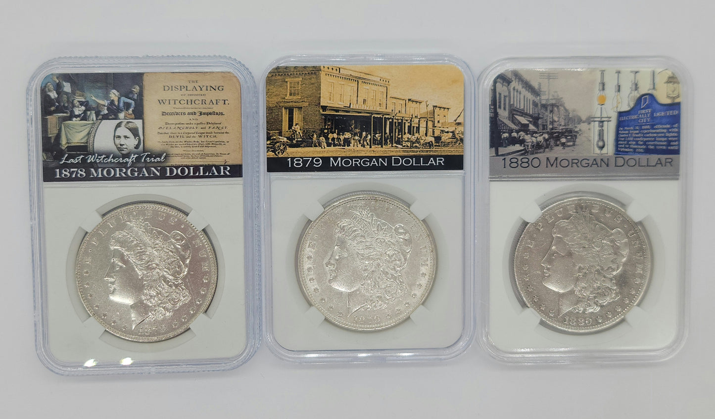 3PC 1878/79/80  Morgan Silver Mixed Mint Set