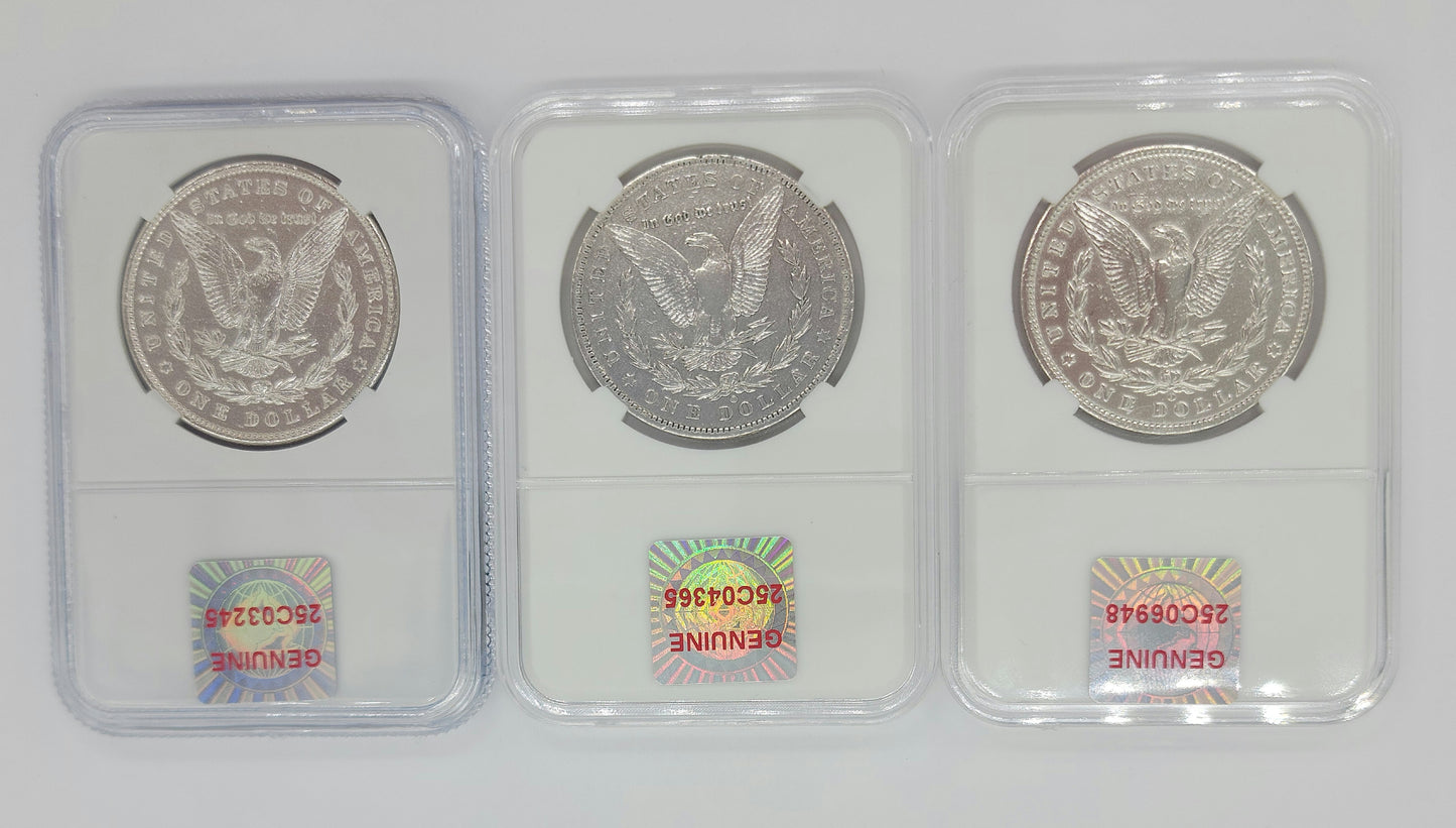 3PC 1886/1887/1889 Morgan Silver Dollar MS63/NGC Toner Set