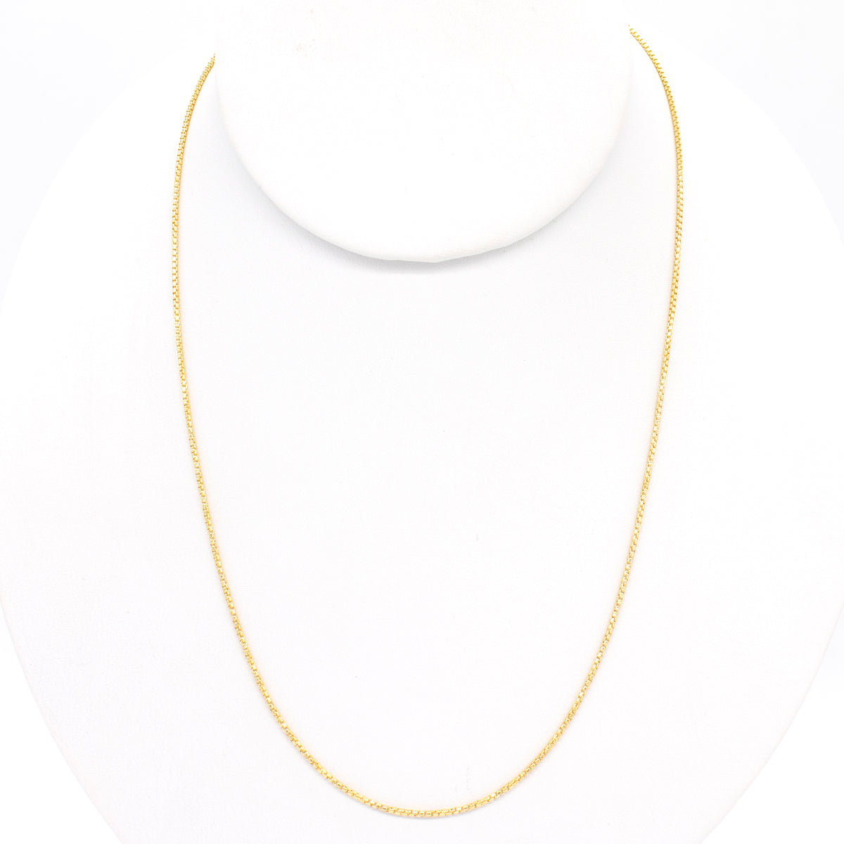 28" Yellow Gold Plated Sterling Silver Box Link Necklace - Italian Made
