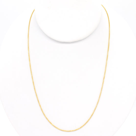 28" Yellow Gold Plated Sterling Silver Box Link Necklace - Italian Made