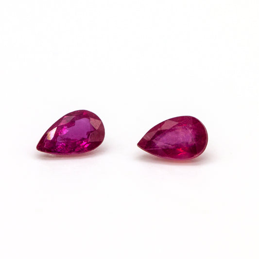 Matched Pair 1.00ctw Avg AA Ameliorer (TM) Ruby Pear 6x4mm Loose