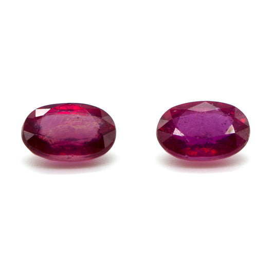 Matched Pair 1.00ctw Avg AA Ameliorer (TM) Ruby Oval 6x4mm Loose