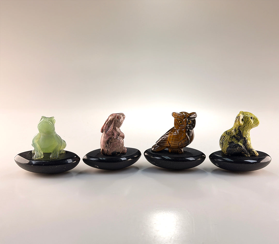 4 Piece Assorted Stone Rocking Animals