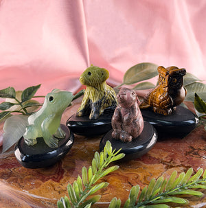 4 Piece Assorted Stone Rocking Animals